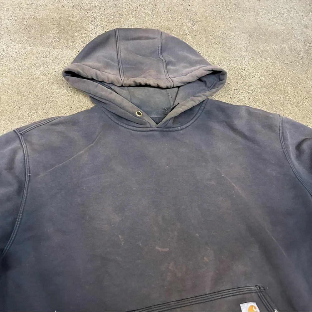 Carhartt Hoodie‎ Mens XL Black Faded Original Fit Distressed 100615 001 Pullover